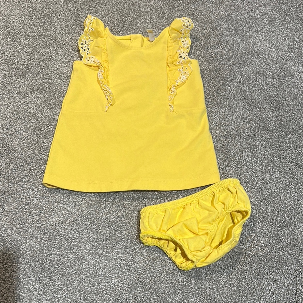 Janie and Jack Yellow dress with eyelet‎ ruffles size 3-6 months